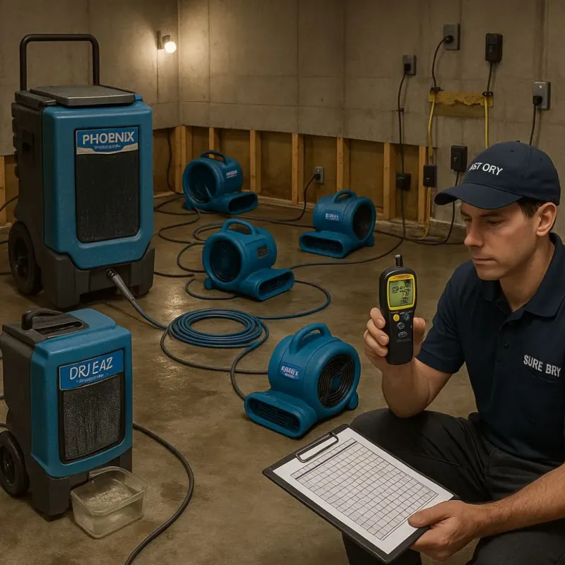 Structural Drying and Dehumidification process in Polk City, IA
